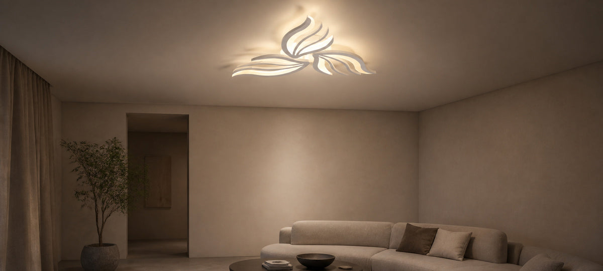 SAKURA 38W LED Chandelier with Remote Control, 3 Petals, Cool/Warm/Neutral Light, Dimmable, White, Metal and Acrylic, imaginea 14