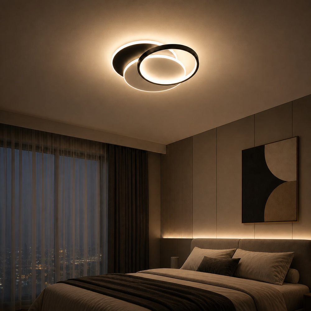 LED luster s diaľkovým ovládačom CHIARA 67 W, 3 kruhy, studené/teplé/neutrálne svetlo, stm dimovateľný, čierny, imaginea 1