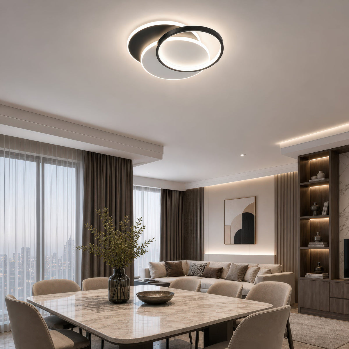 LED luster s diaľkovým ovládačom CHIARA 67 W, 3 kruhy, studené/teplé/neutrálne svetlo, stm dimovateľný, čierny, imaginea 11