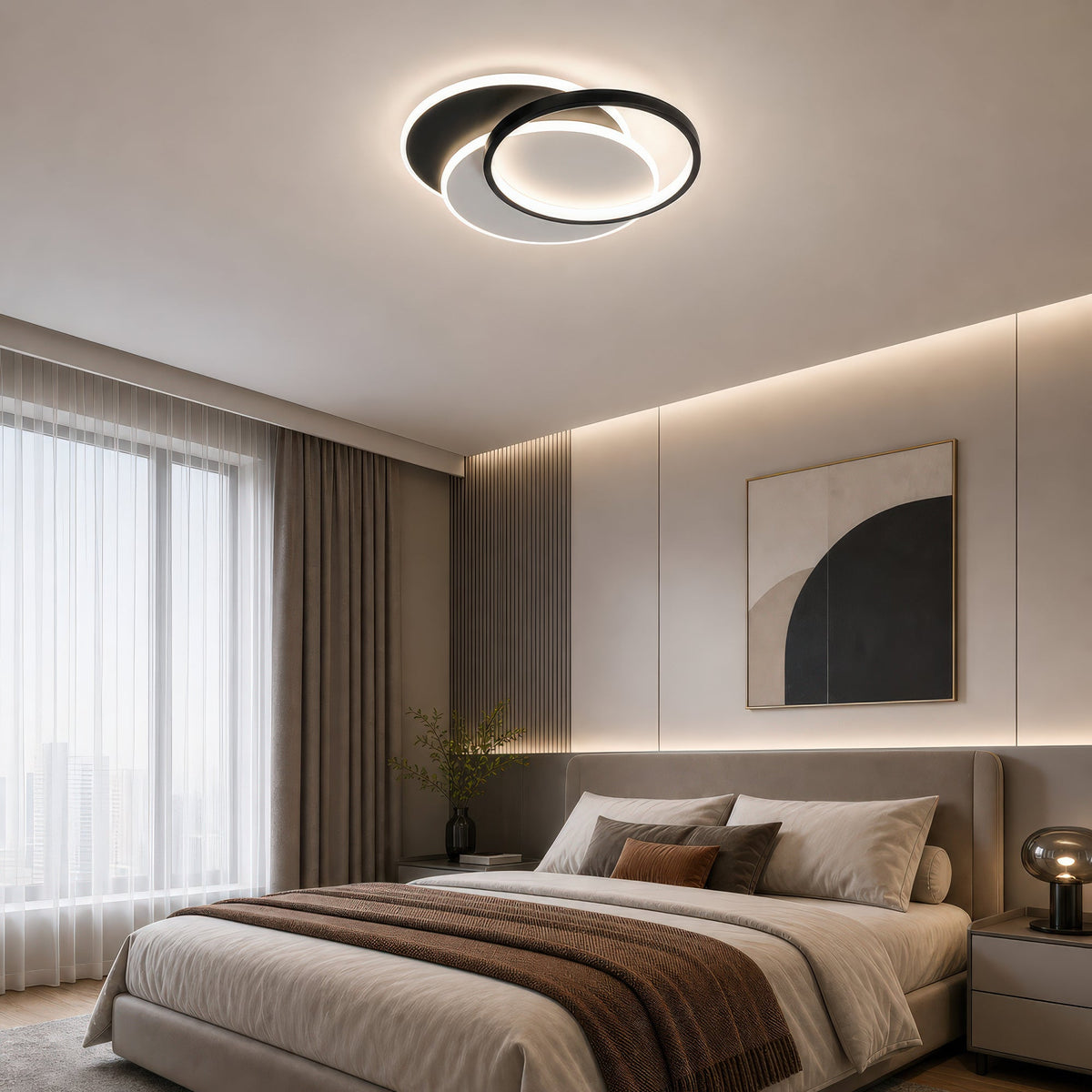 LED luster s diaľkovým ovládačom CHIARA 67 W, 3 kruhy, studené/teplé/neutrálne svetlo, stm dimovateľný, čierny, imaginea 12