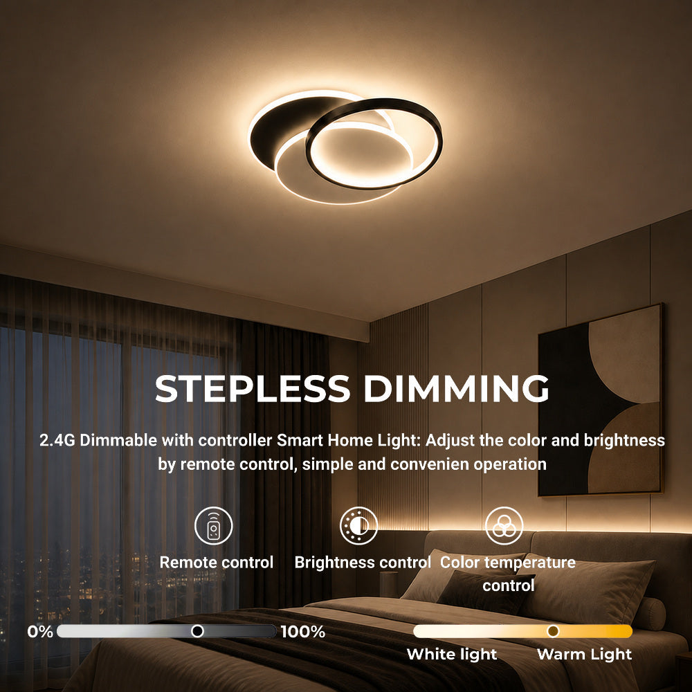 LED luster s diaľkovým ovládačom CHIARA 67 W, 3 kruhy, studené/teplé/neutrálne svetlo, stm dimovateľný, čierny, imaginea 4