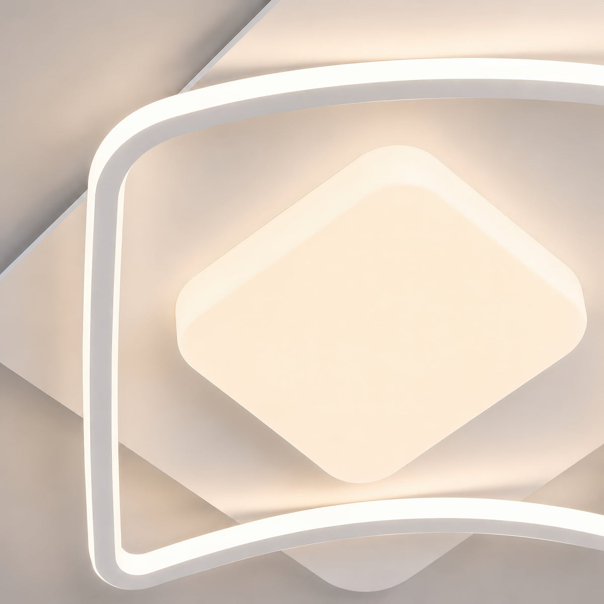 MODERNO 53W LED Chandelier with Remote Control, 2 Squares, Cool/Warm/Neutral Light, Dimmable, White, imaginea 2