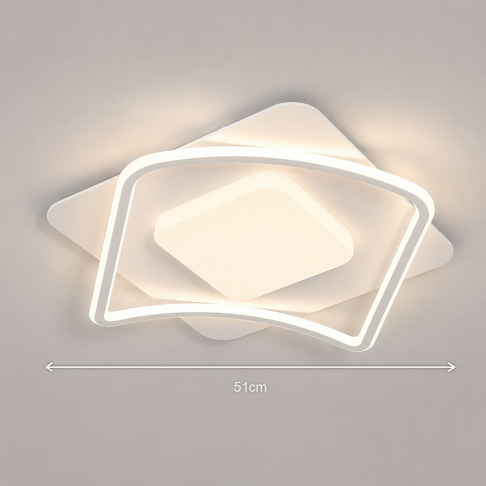 MODERNO 53W LED Chandelier with Remote Control, 2 Squares, Cool/Warm/Neutral Light, Dimmable, White, imaginea 7
