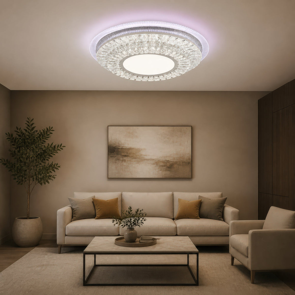 LED luster s diaľkovým ovládačom MIRALUX RGB, 62 W, svetlo modré/chladné/neutrálne/teplé, stm dimovateľný, biela, imaginea 1
