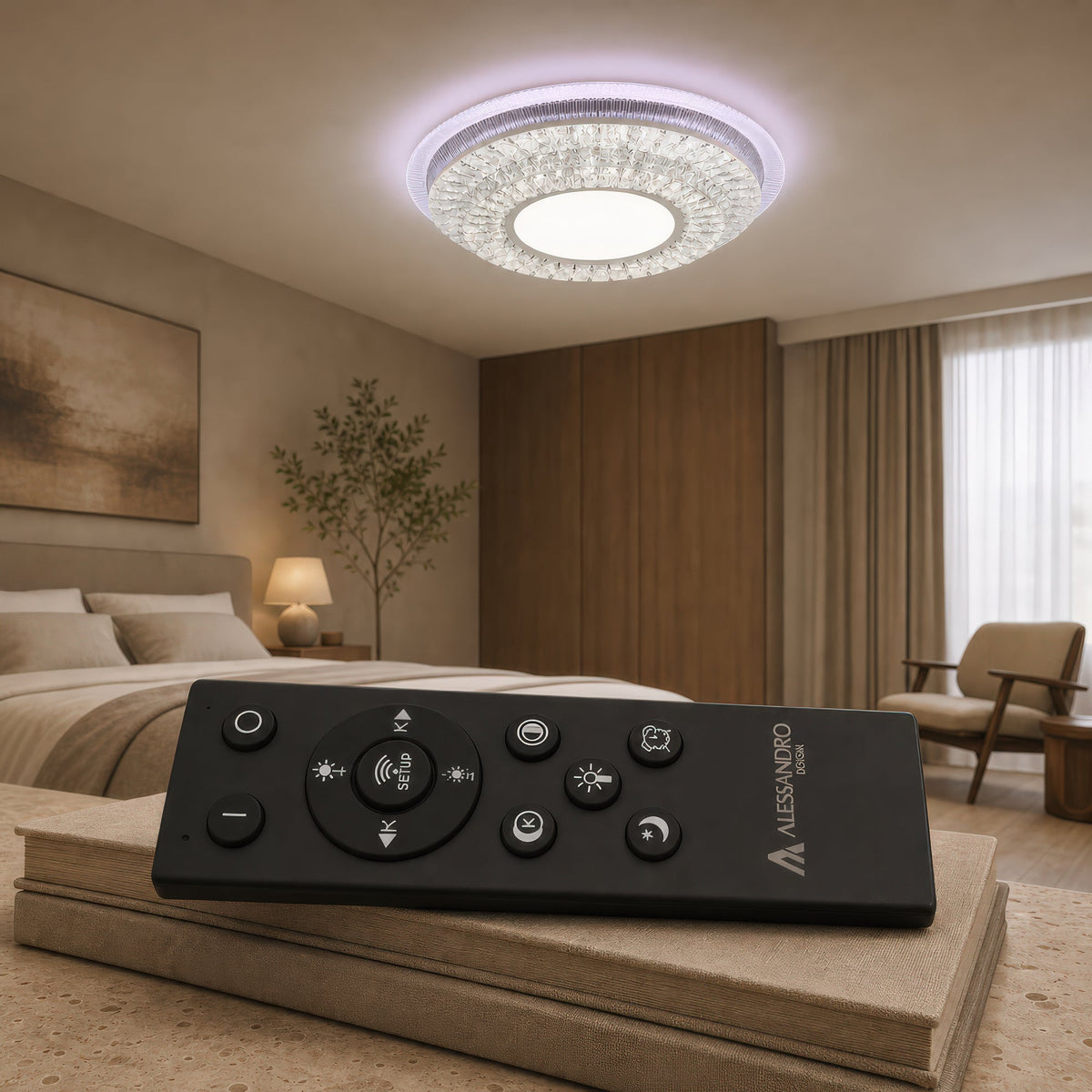 LED luster s diaľkovým ovládačom MIRALUX RGB, 62 W, svetlo modré/chladné/neutrálne/teplé, stm dimovateľný, biela, imaginea 3