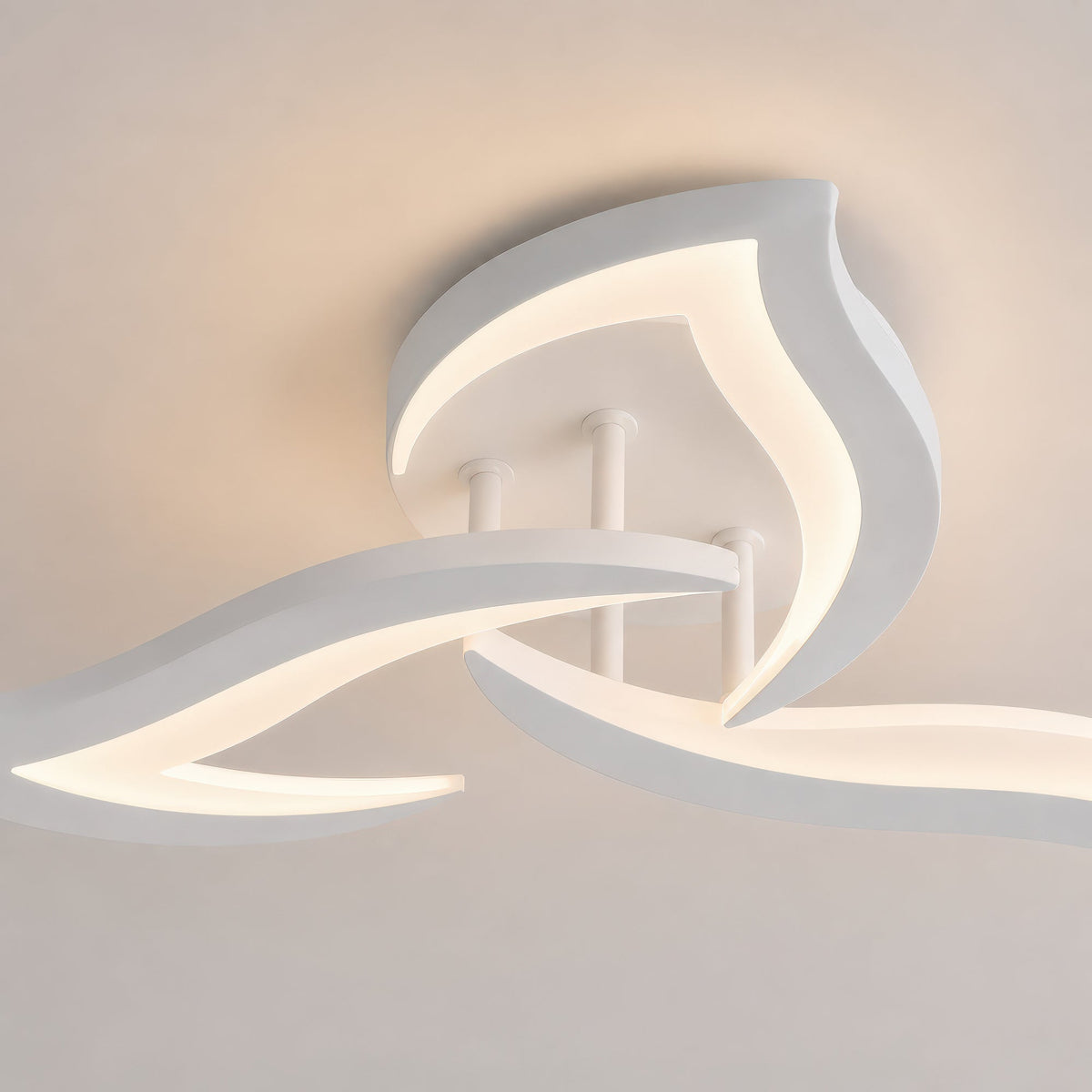 LED Chandelier with Remote Control LOTUS 32W, 3 Petals, Cool/Warm/Neutral Light, Dimmable, White, imaginea 9