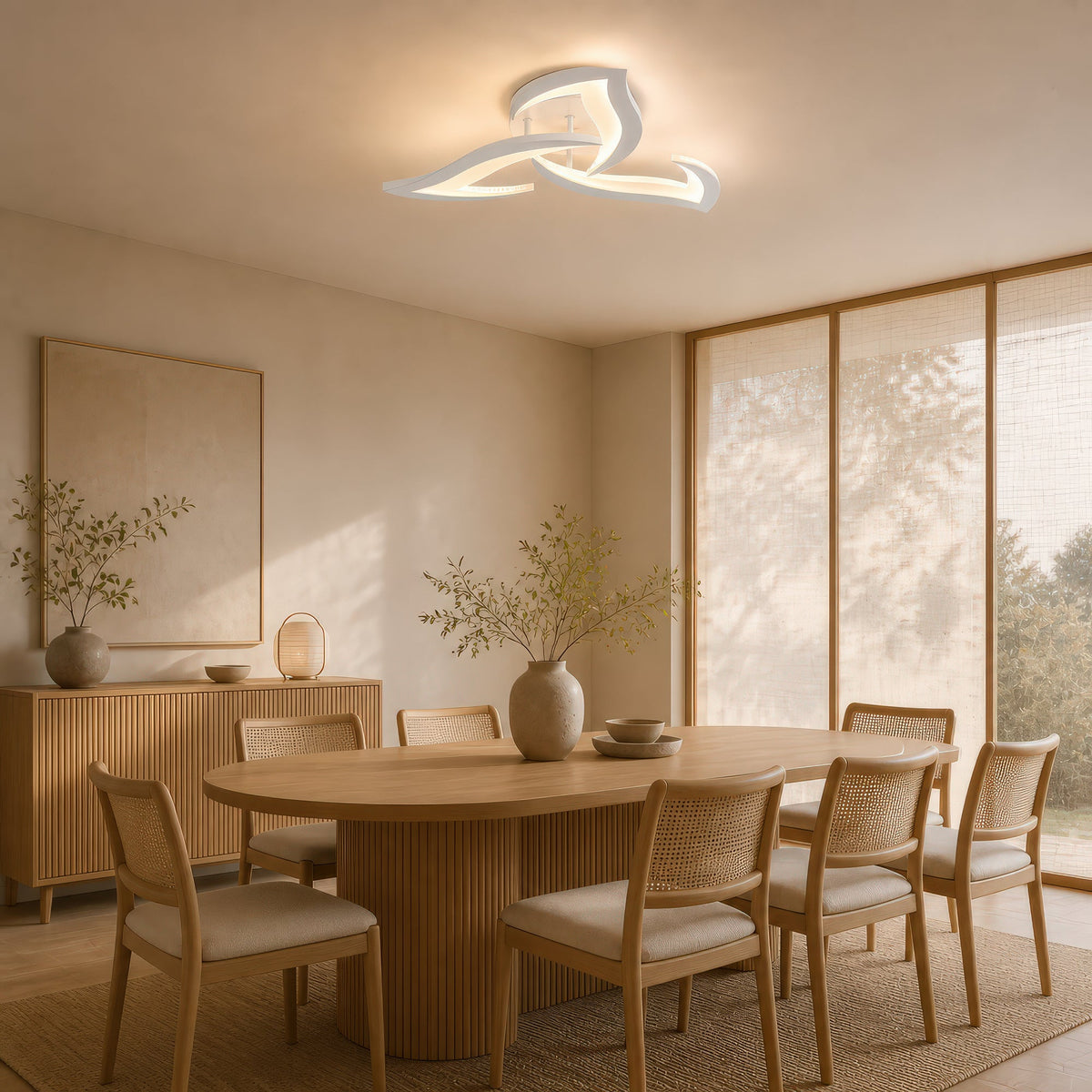 LED Chandelier with Remote Control LOTUS 32W, 3 Petals, Cool/Warm/Neutral Light, Dimmable, White, imaginea 11