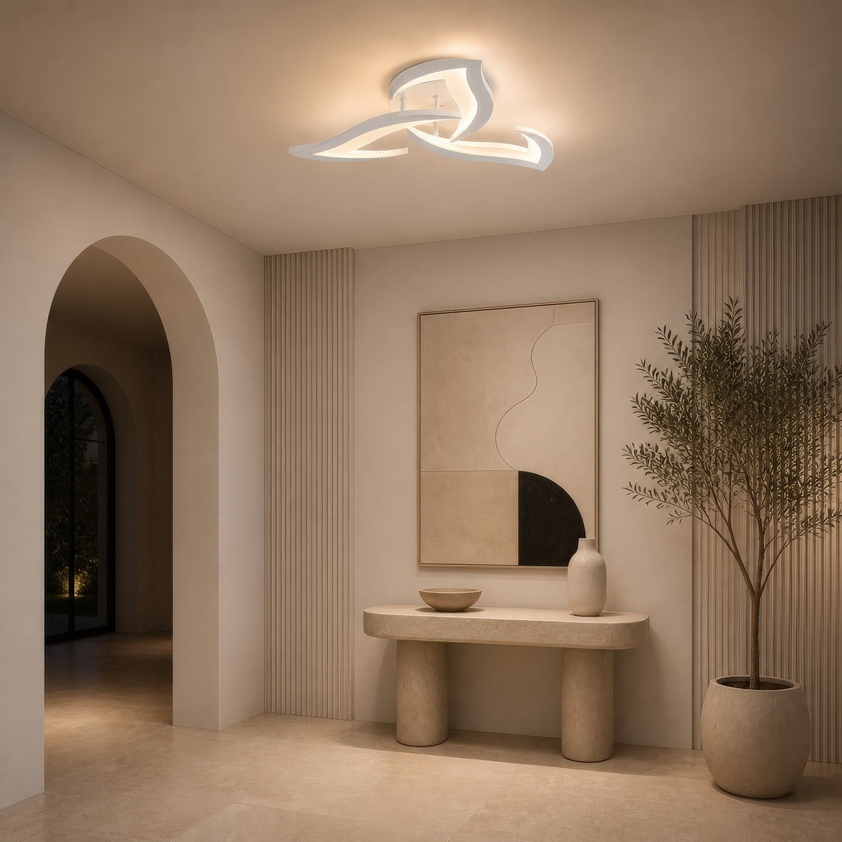 LED Chandelier with Remote Control LOTUS 32W, 3 Petals, Cool/Warm/Neutral Light, Dimmable, White, imaginea 13