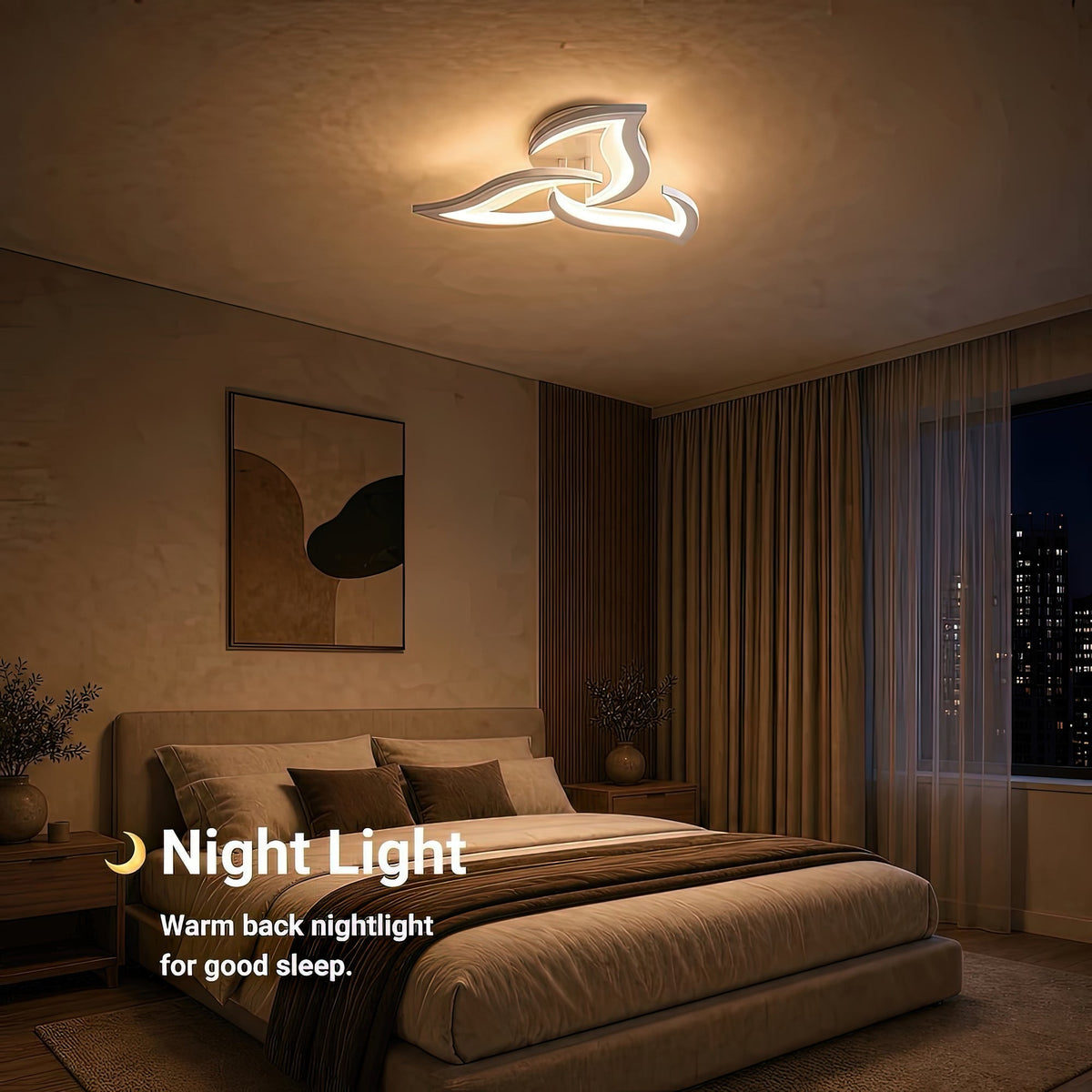 LED Chandelier with Remote Control LOTUS 32W, 3 Petals, Cool/Warm/Neutral Light, Dimmable, White, imaginea 6