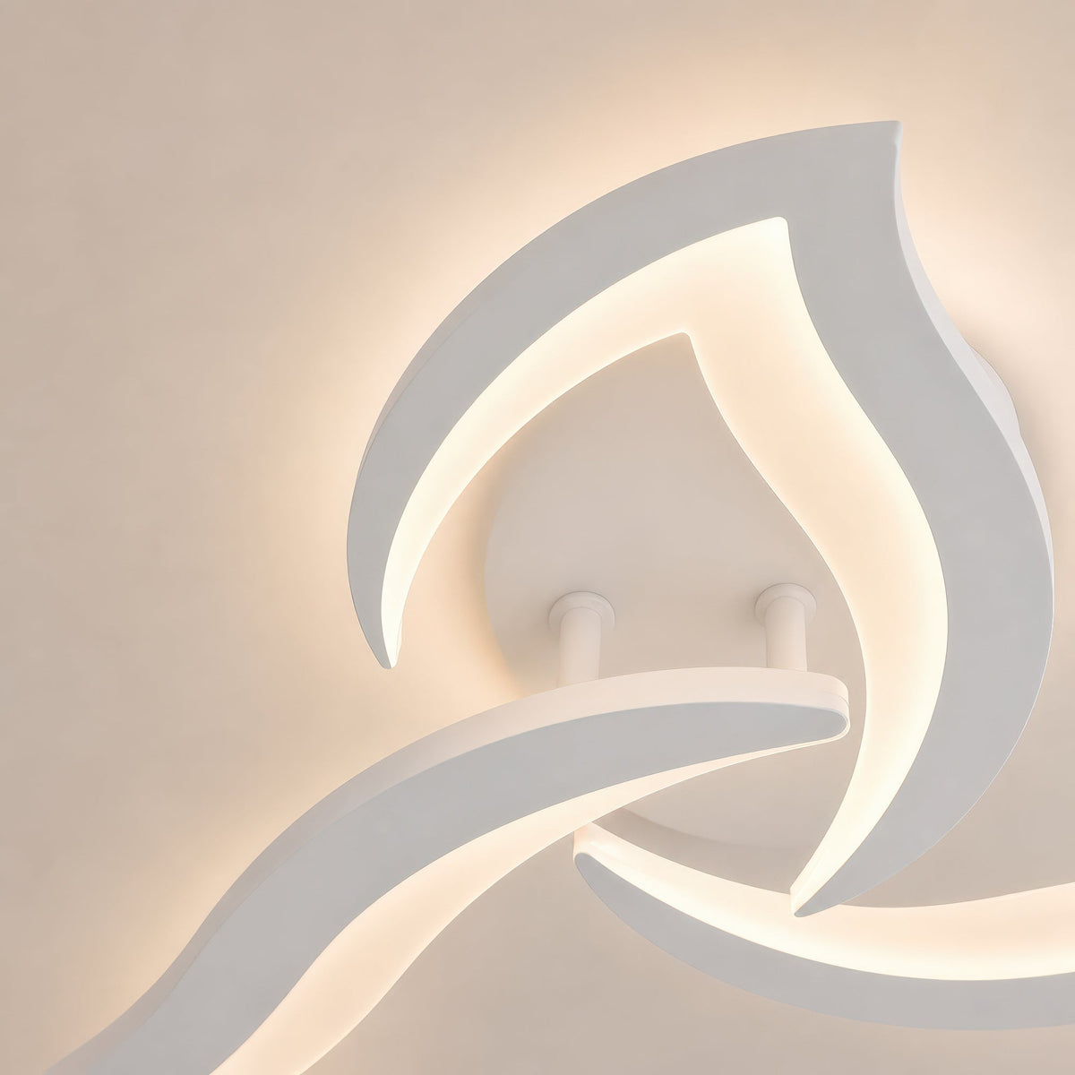 LED Chandelier with Remote Control LOTUS 32W, 3 Petals, Cool/Warm/Neutral Light, Dimmable, White, imaginea 2