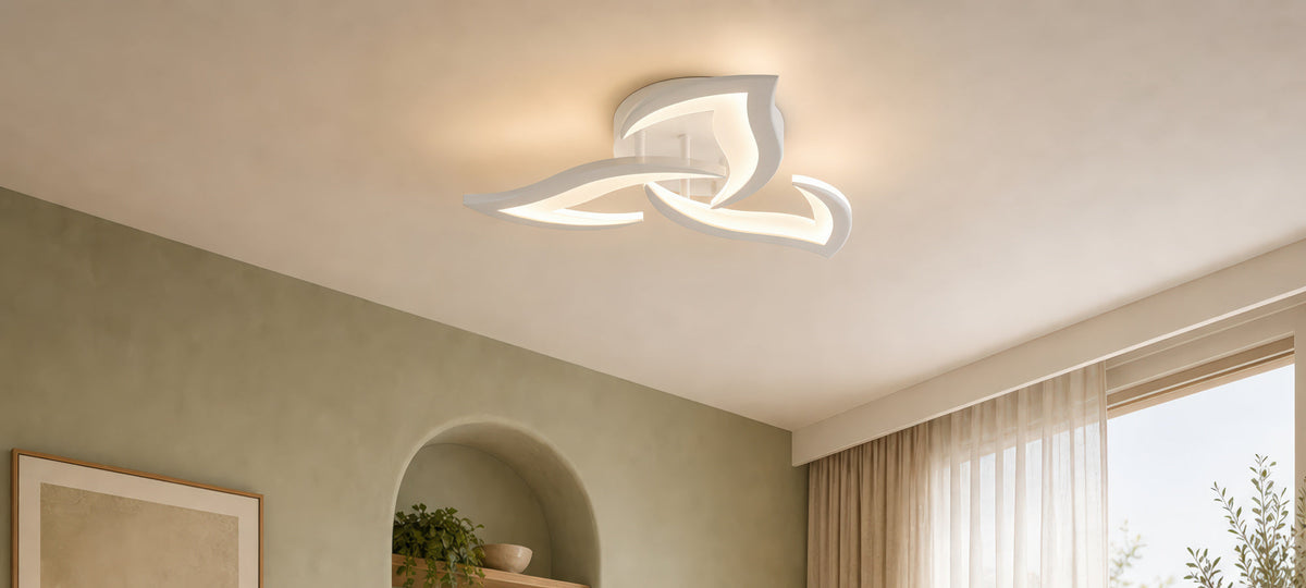 LED Chandelier with Remote Control LOTUS 32W, 3 Petals, Cool/Warm/Neutral Light, Dimmable, White, imaginea 14