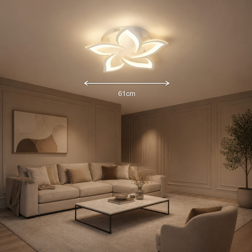 LED Chandelier with Remote Control LOTUS 54W, 5 Petals, Cool/Warm/Neutral Light, Dimmable, White, imaginea 7