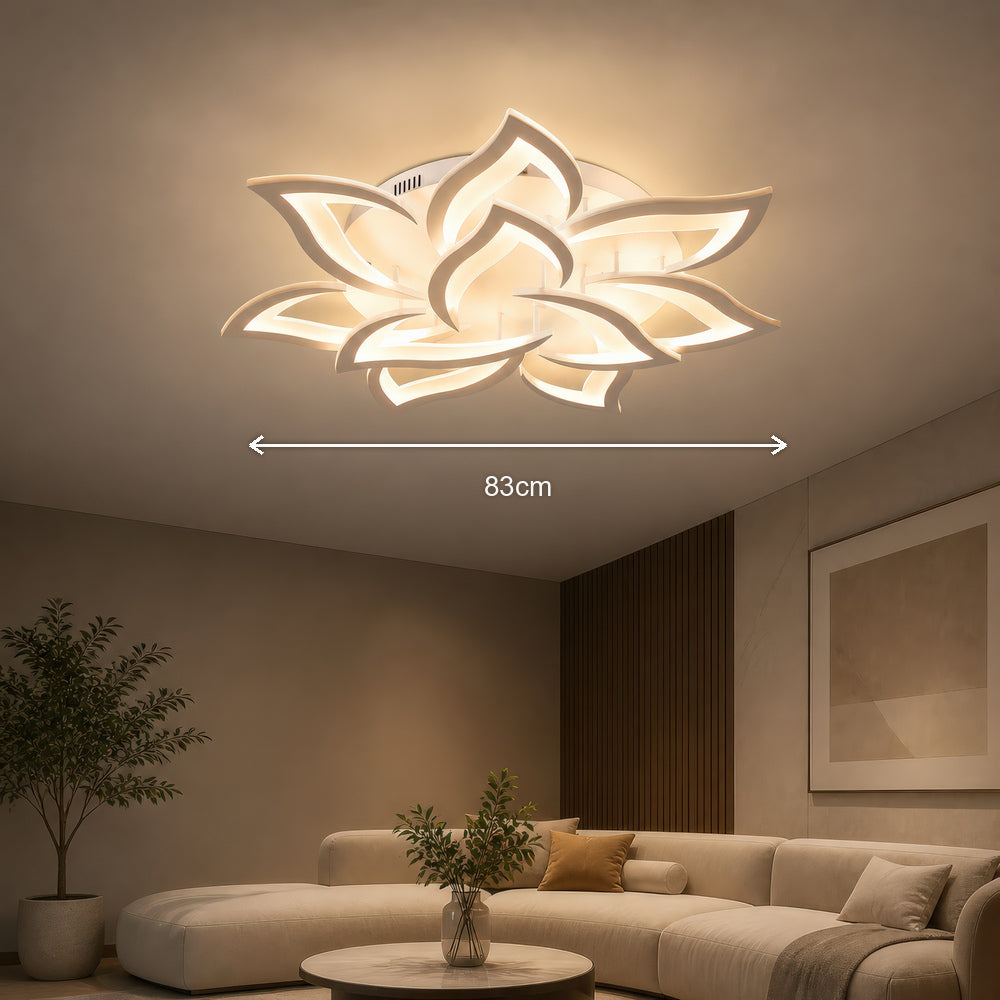 LED Chandelier with Remote Control LOTUS 91W, 9 Petals, Cool/Warm/Neutral Light, Dimmable, White, imaginea 7