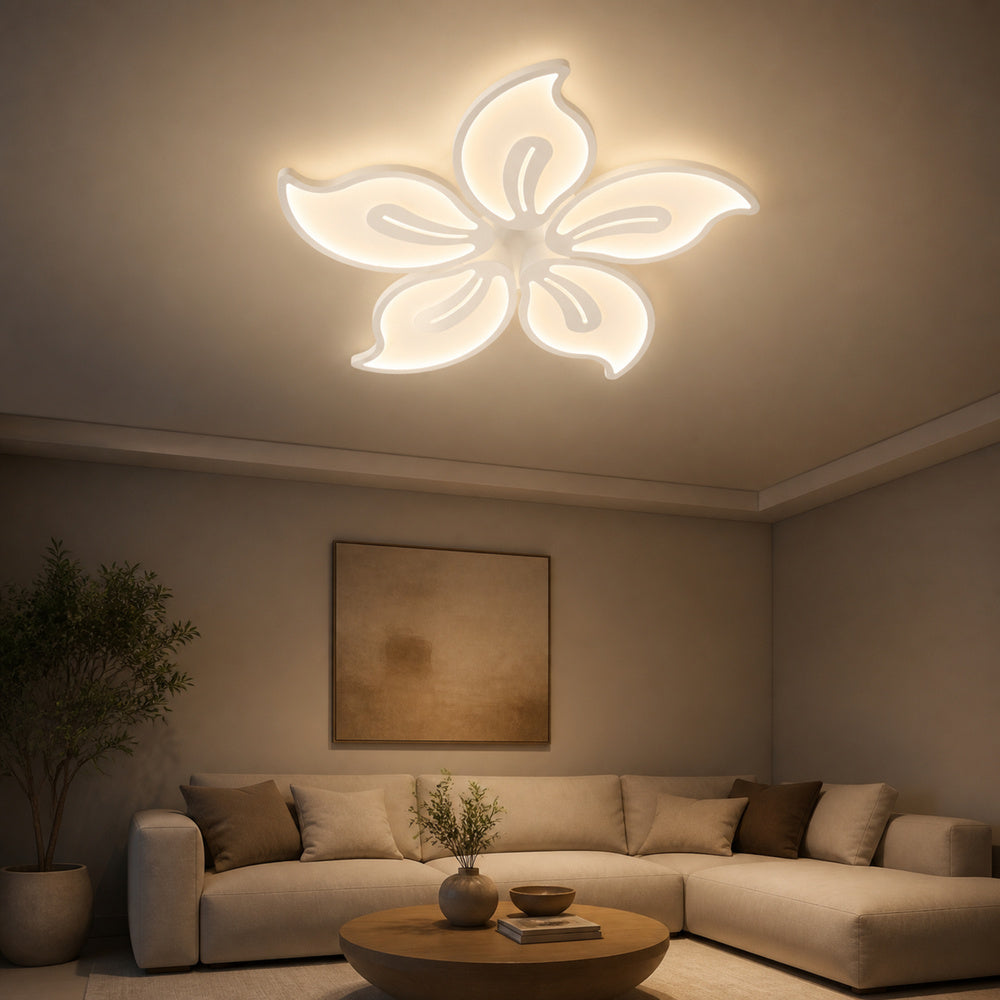 Lustra LED cu telecomanda JASMINE 73W, 5 Petale, lumina Rece/Calda/Neutra, Dimabila, Alb, imaginea 1