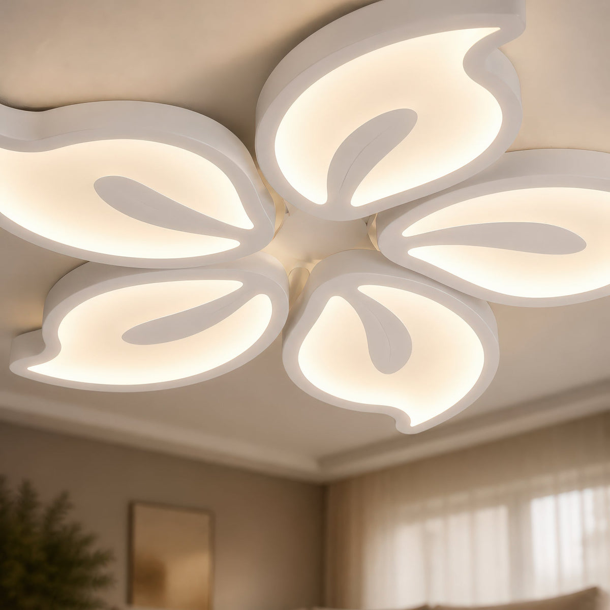 LED luster s diaľkovým ovládačom JASMINE 73W, 5 lístkov, studené/teplé/neutrálne svetlo, dimovateľný, biela, imaginea 9
