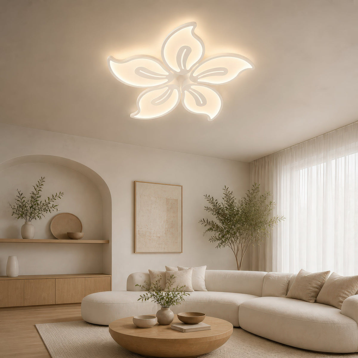 LED luster s diaľkovým ovládačom JASMINE 73W, 5 lístkov, studené/teplé/neutrálne svetlo, dimovateľný, biela, imaginea 10
