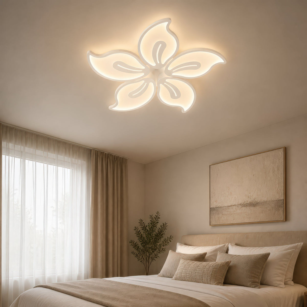 LED luster s diaľkovým ovládačom JASMINE 73W, 5 lístkov, studené/teplé/neutrálne svetlo, dimovateľný, biela, imaginea 11