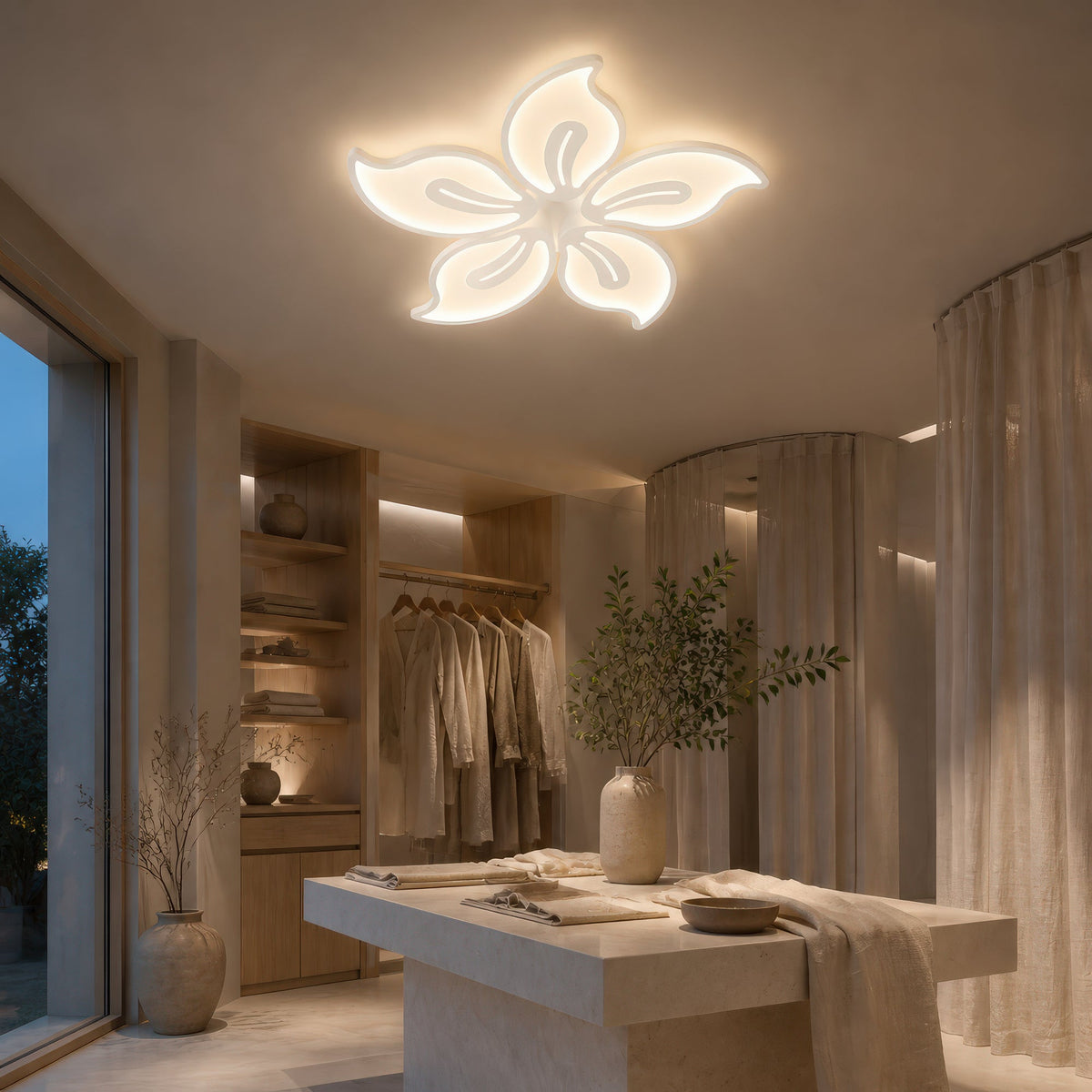 LED luster s diaľkovým ovládačom JASMINE 73W, 5 lístkov, studené/teplé/neutrálne svetlo, dimovateľný, biela, imaginea 13