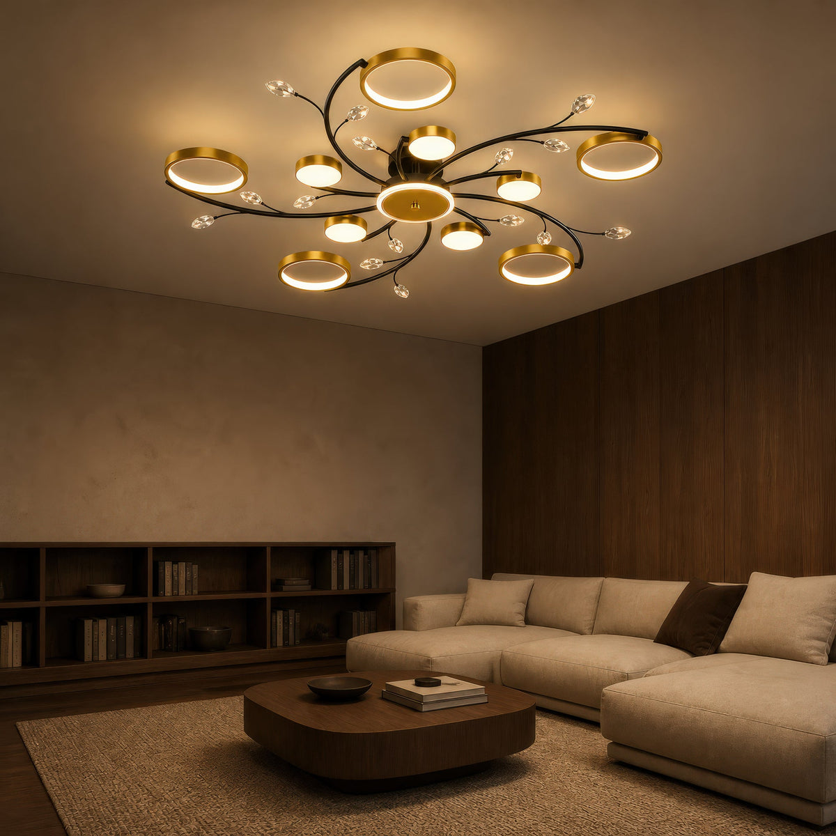 LED luster s diaľkovým ovládačom KARINA, 68 W, 10 svetelných zdrojov, teplé/chladné/neuterálne svetlo, stm dimovateľný, zlatý, imaginea 9