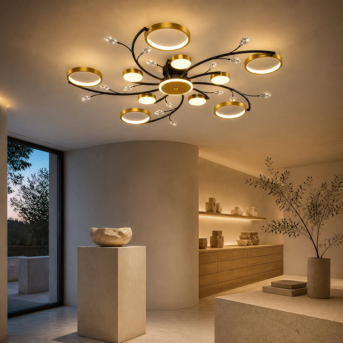 LED luster s diaľkovým ovládačom KARINA, 68 W, 10 svetelných zdrojov, teplé/chladné/neuterálne svetlo, stm dimovateľný, zlatý, imaginea 11