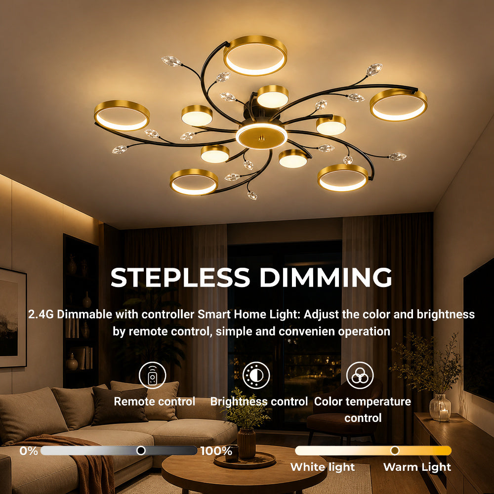 LED luster s diaľkovým ovládačom KARINA, 68 W, 10 svetelných zdrojov, teplé/chladné/neuterálne svetlo, stm dimovateľný, zlatý, imaginea 4