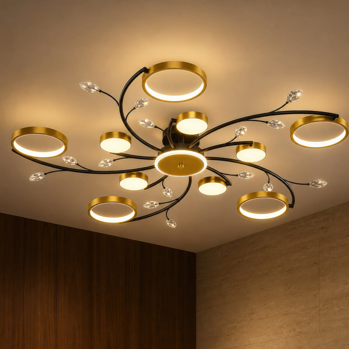 LED luster s diaľkovým ovládačom KARINA, 68 W, 10 svetelných zdrojov, teplé/chladné/neuterálne svetlo, stm dimovateľný, zlatý, imaginea 3