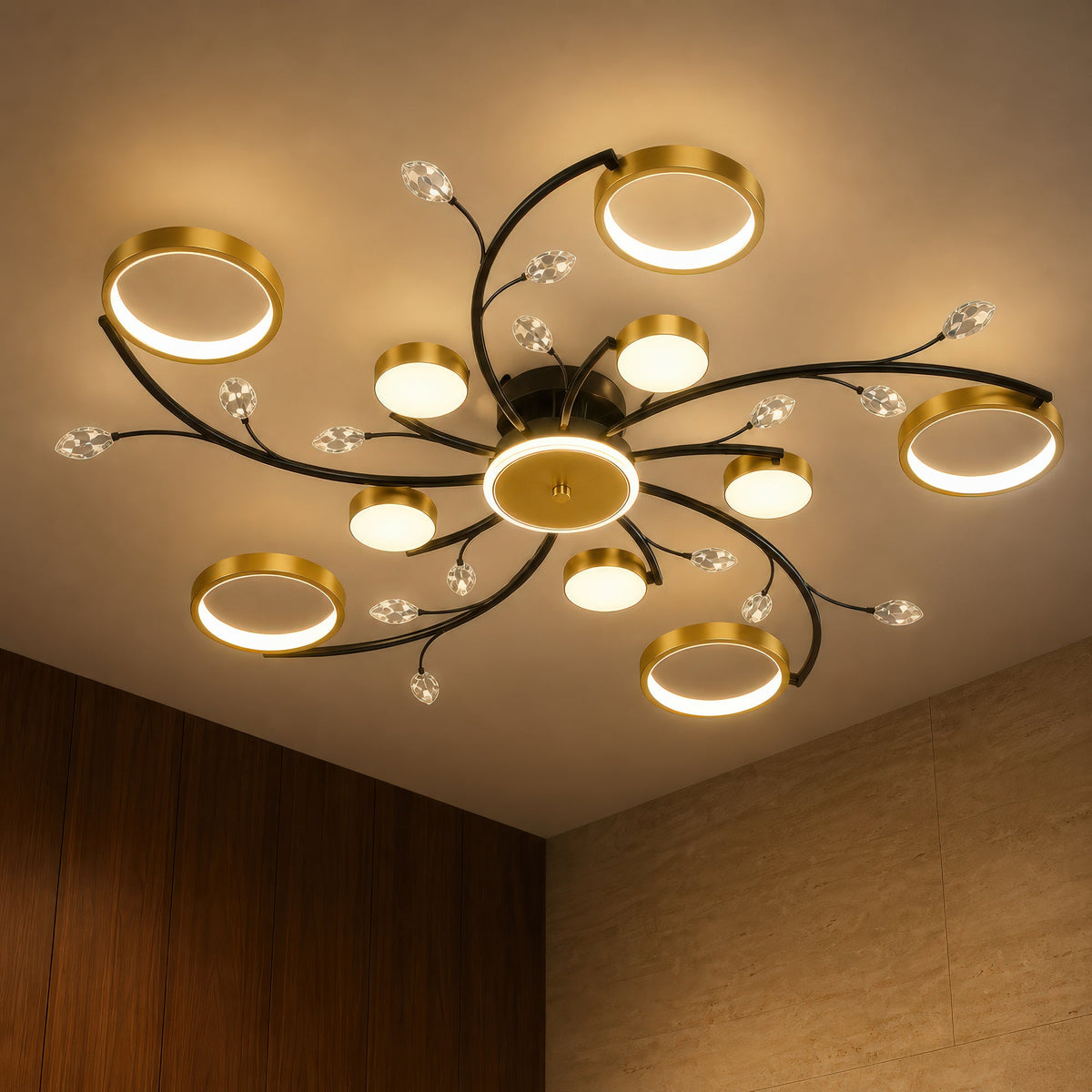 LED luster s diaľkovým ovládačom KARINA, 68 W, 10 svetelných zdrojov, teplé/chladné/neuterálne svetlo, stm dimovateľný, zlatý, imaginea 7