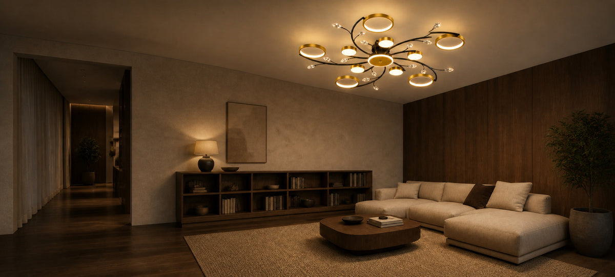 LED luster s diaľkovým ovládačom KARINA, 68 W, 10 svetelných zdrojov, teplé/chladné/neuterálne svetlo, stm dimovateľný, zlatý, imaginea 13