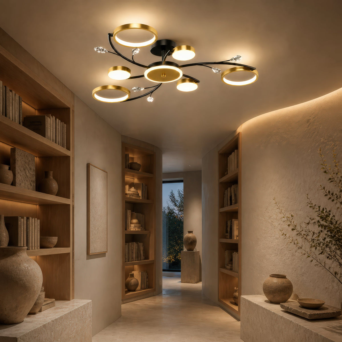 LED luster s diaľkovým ovládačom KARINA, 26 W, 6 svetelných zdrojov, teplé/chladné/neuterálne svetlo, stm raveľný, zlatý, imaginea 13