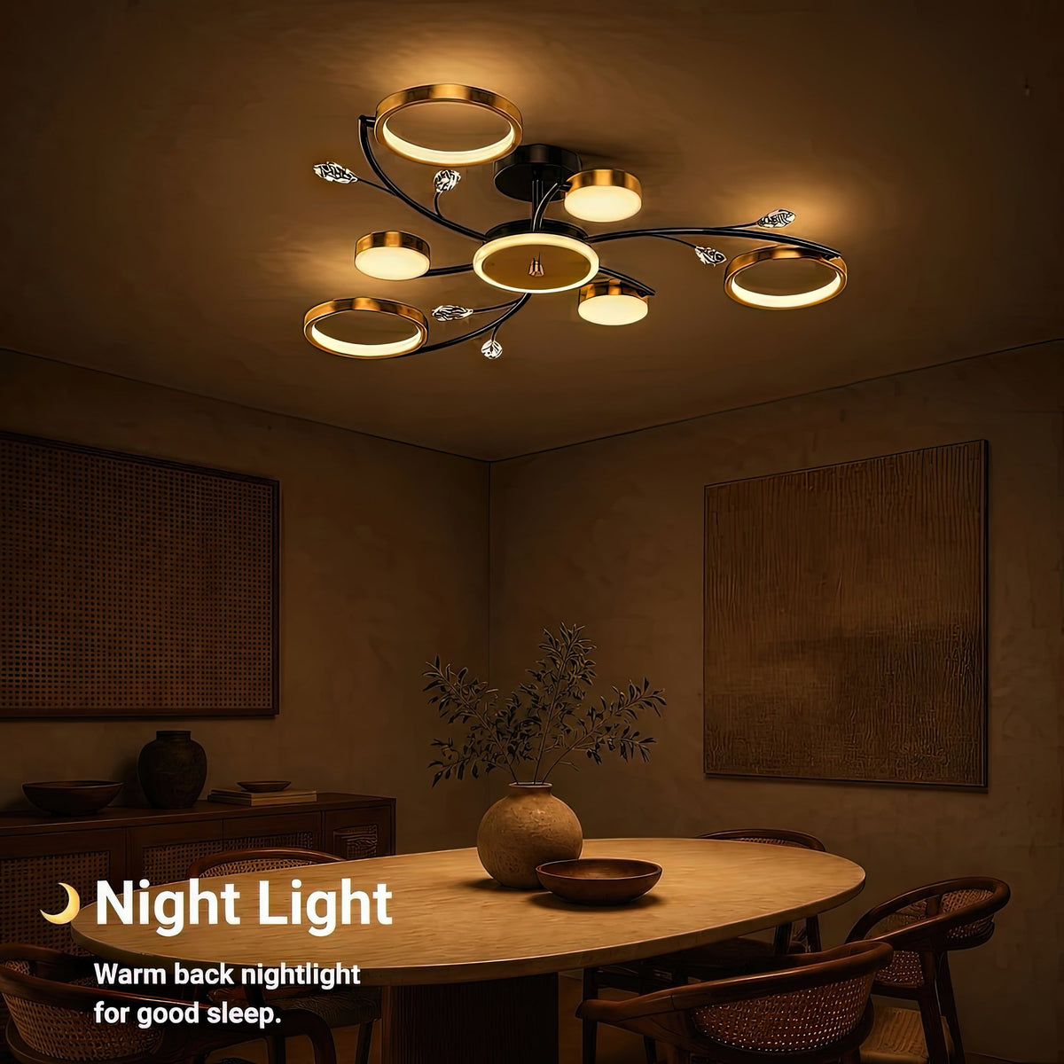 LED luster s diaľkovým ovládačom KARINA, 26 W, 6 svetelných zdrojov, teplé/chladné/neuterálne svetlo, stm raveľný, zlatý, imaginea 6