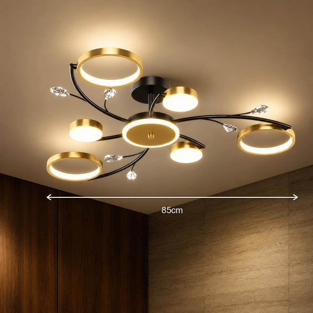 LED luster s diaľkovým ovládačom KARINA, 26 W, 6 svetelných zdrojov, teplé/chladné/neuterálne svetlo, stm raveľný, zlatý, imaginea 7