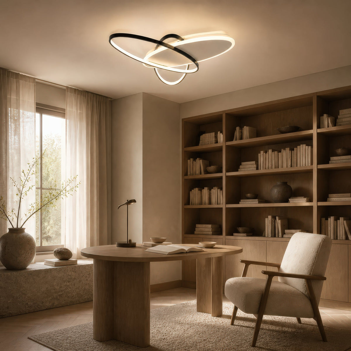 LED luster s diaľkovým ovládačom LIGURIA 77W, 3 ovály, studené/teplé/neuterálne svetlo, stmívateľný, čierny biela, imaginea 7