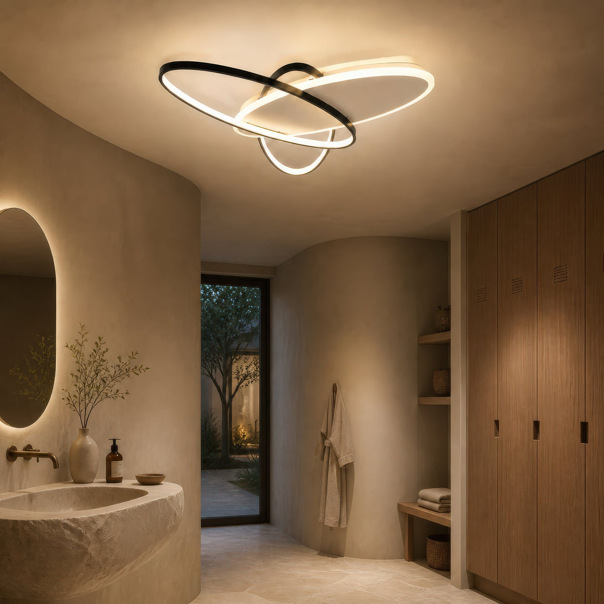 LED luster s diaľkovým ovládačom LIGURIA 77W, 3 ovály, studené/teplé/neuterálne svetlo, stmívateľný, čierny biela, imaginea 8