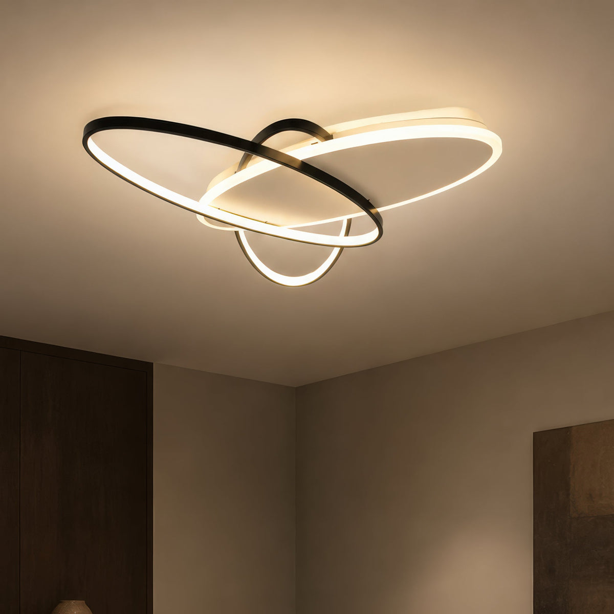 LED luster s diaľkovým ovládačom LIGURIA 77W, 3 ovály, studené/teplé/neuterálne svetlo, stmívateľný, čierny biela, imaginea 2