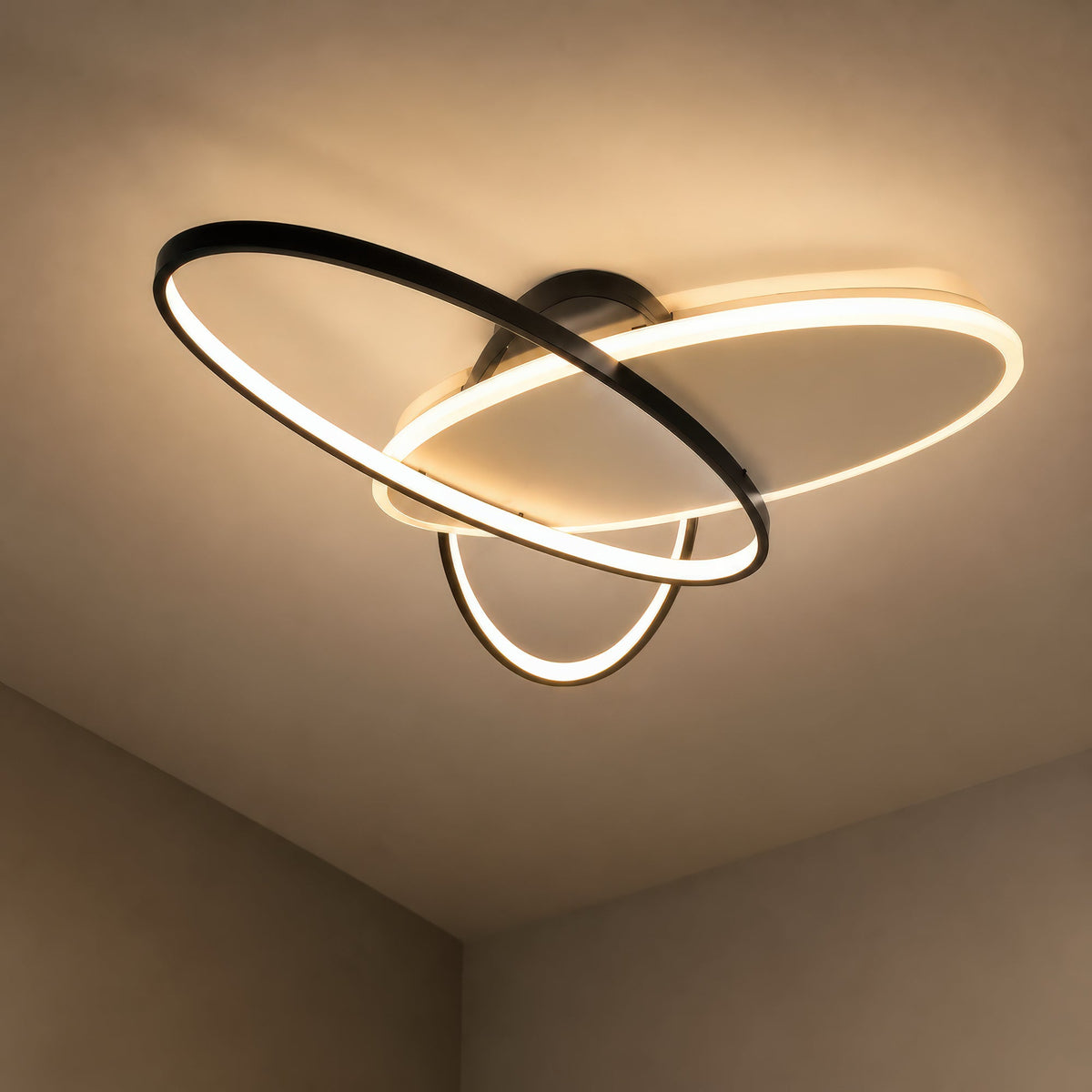 LED luster s diaľkovým ovládačom LIGURIA 77W, 3 ovály, studené/teplé/neuterálne svetlo, stmívateľný, čierny biela, imaginea 3