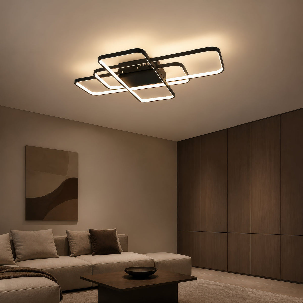 LED luster IANUSIS s diaľkovým ovládačom 95 W, 3 svetelná telová, studené/teplé/neuterálne svetlo, stmívateľný, čierny, imaginea 1