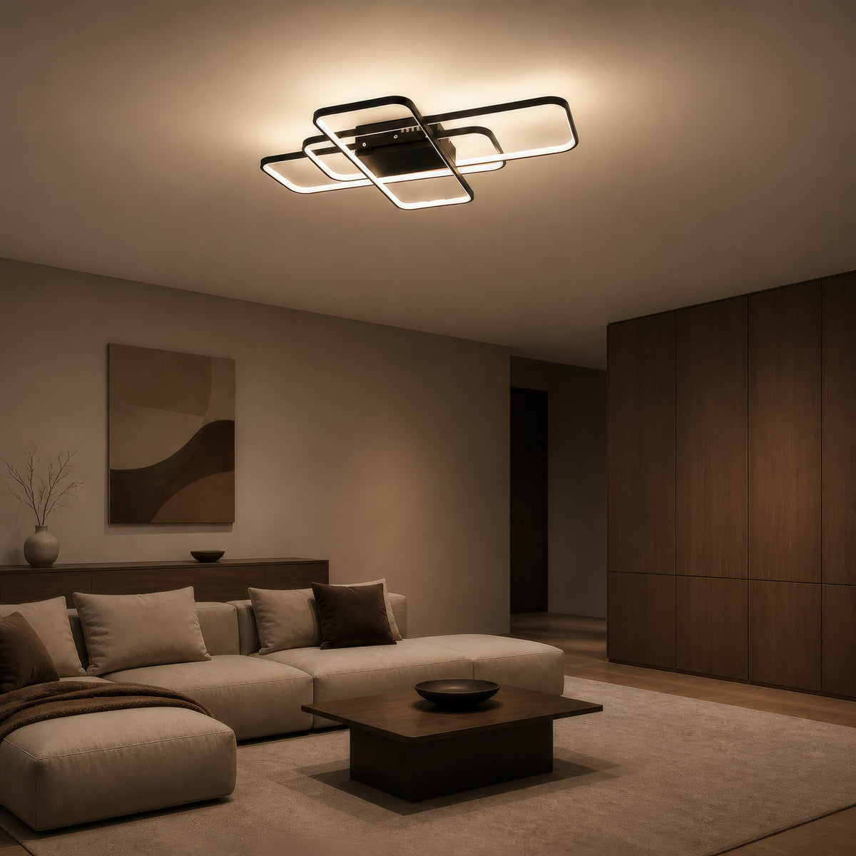 LED luster IANUSIS s diaľkovým ovládačom 95 W, 3 svetelná telová, studené/teplé/neuterálne svetlo, stmívateľný, čierny, imaginea 11