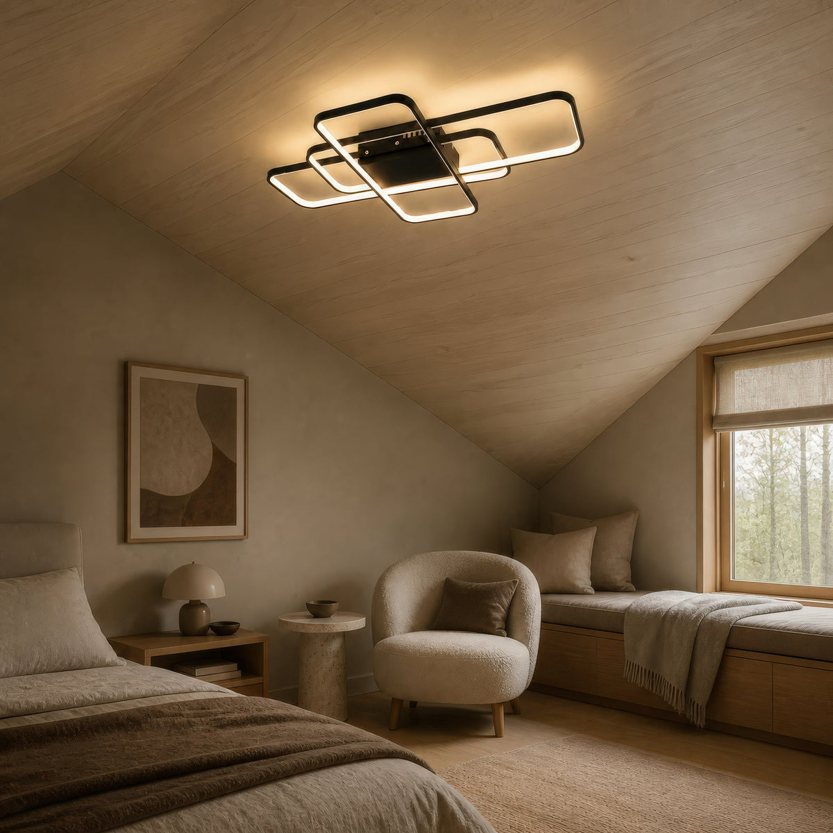 LED luster IANUSIS s diaľkovým ovládačom 95 W, 3 svetelná telová, studené/teplé/neuterálne svetlo, stmívateľný, čierny, imaginea 12