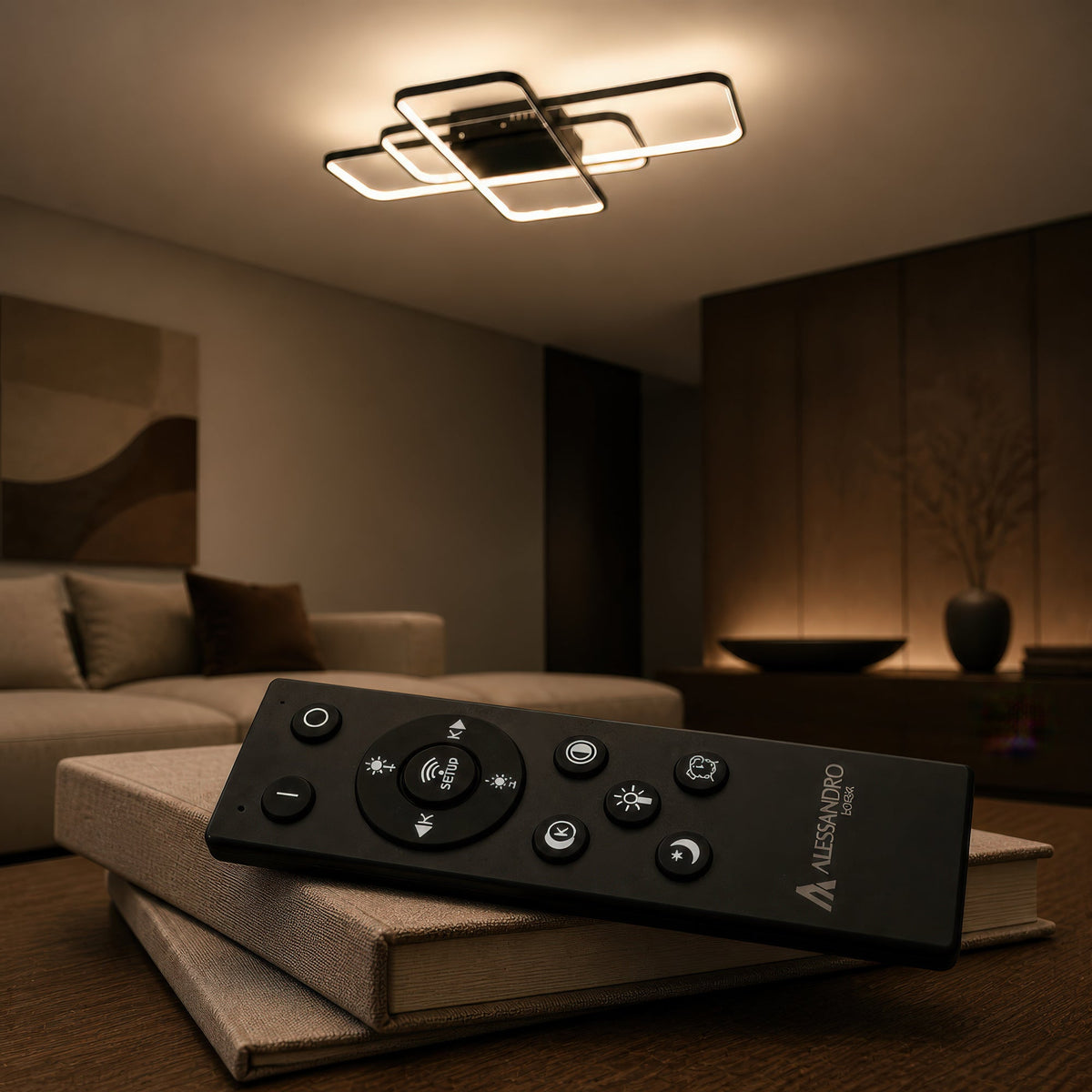 LED luster IANUSIS s diaľkovým ovládačom 95 W, 3 svetelná telová, studené/teplé/neuterálne svetlo, stmívateľný, čierny, imaginea 3