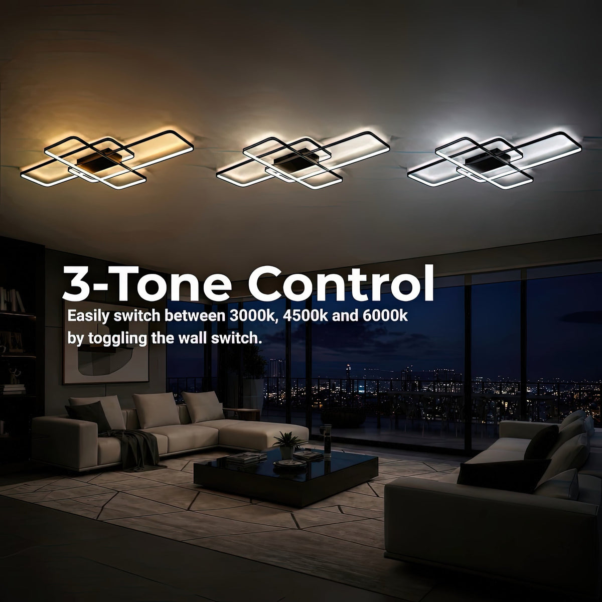 LED luster IANUSIS s diaľkovým ovládačom 95 W, 3 svetelná telová, studené/teplé/neuterálne svetlo, stmívateľný, čierny, imaginea 5