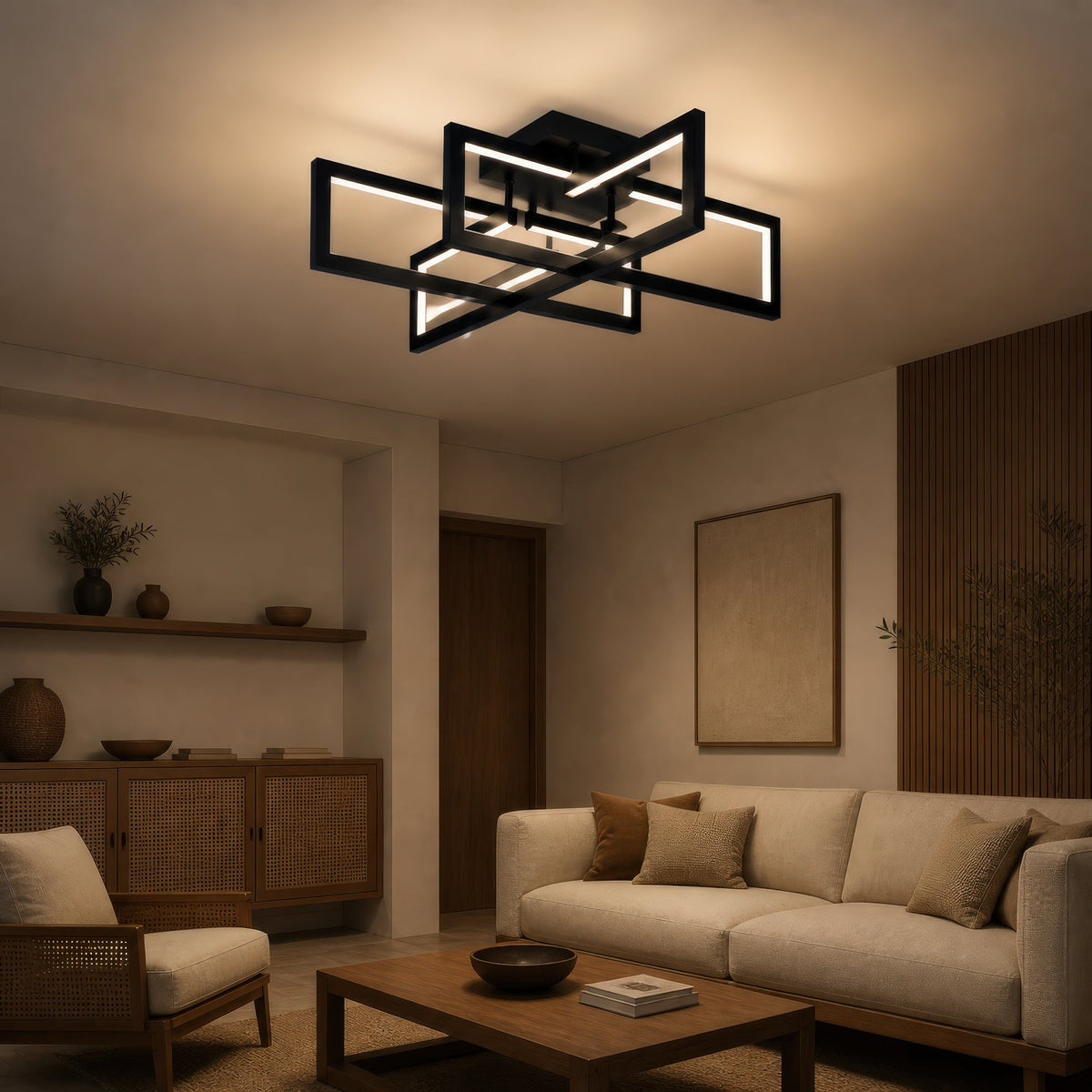 LED luster s diaľkovým ovládačom 96W, 4 svetlá, studené/teplé/neuterálne svetlo, stmívateľný, čierny, imaginea 10