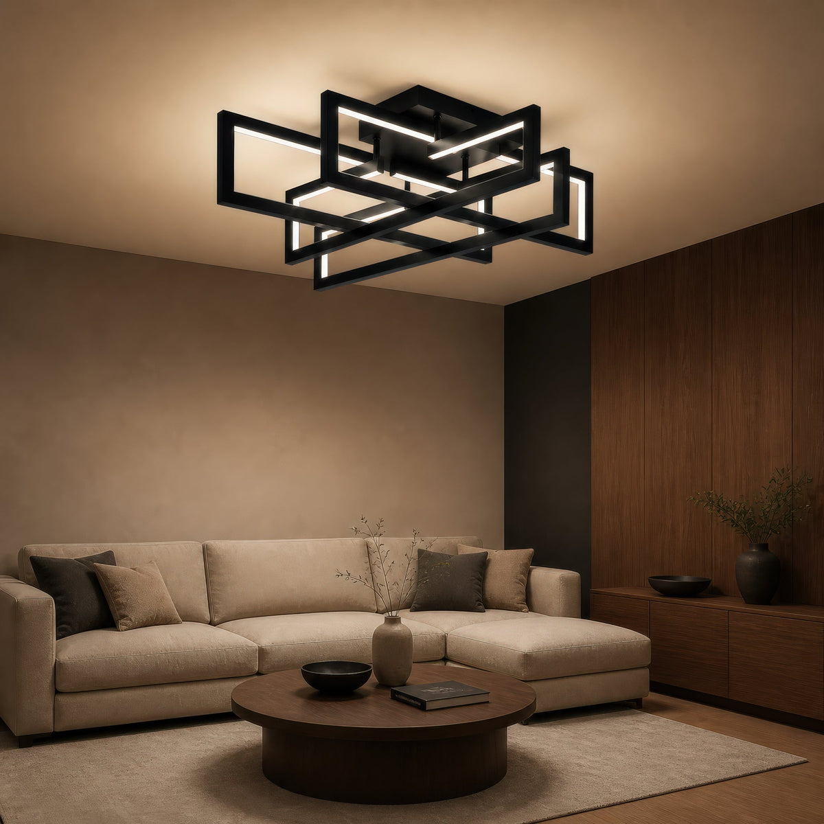 LED luster s diaľkovým ovládačom 96W, 4 svetlá, studené/teplé/neuterálne svetlo, stmívateľný, čierny, imaginea 11