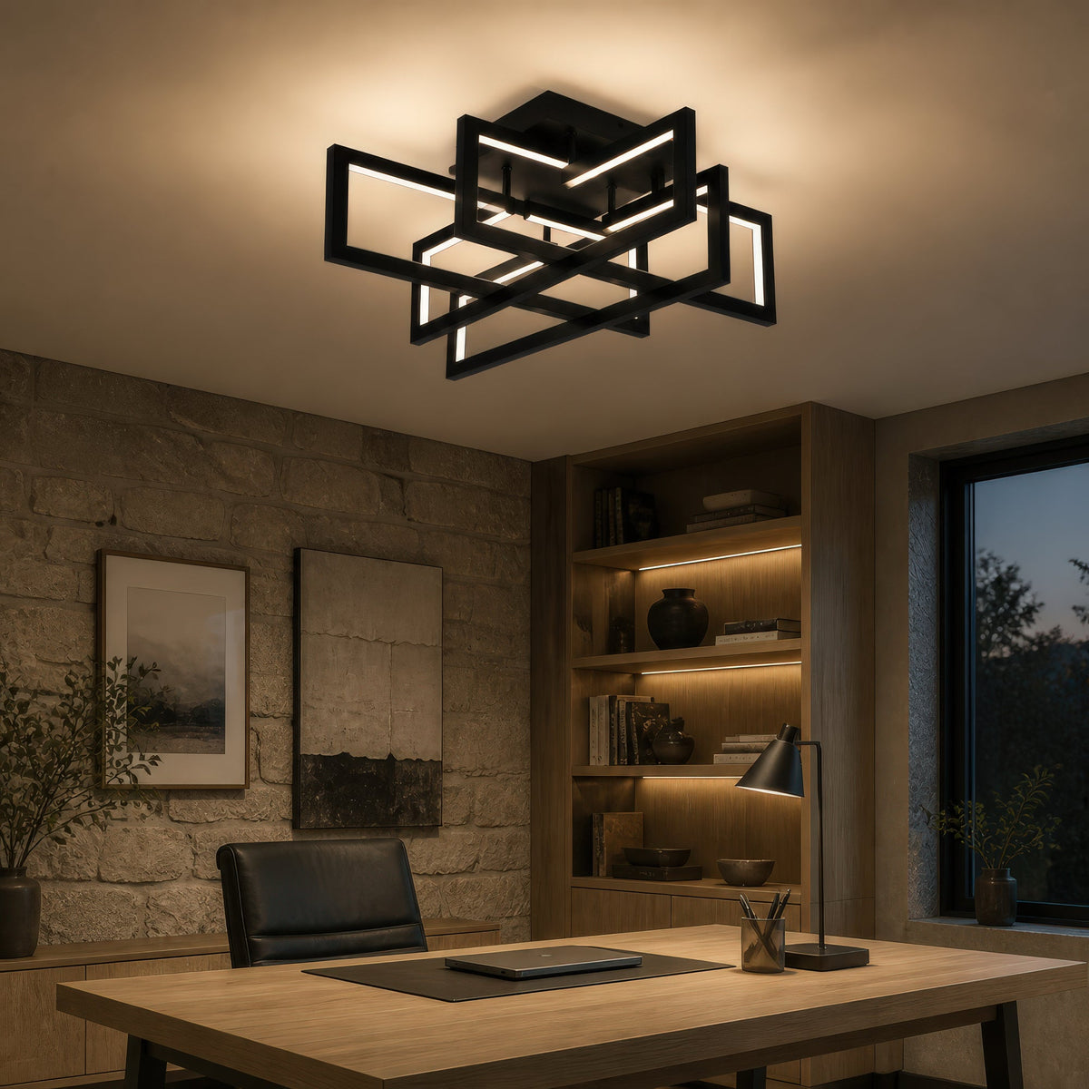 LED luster s diaľkovým ovládačom 96W, 4 svetlá, studené/teplé/neuterálne svetlo, stmívateľný, čierny, imaginea 13