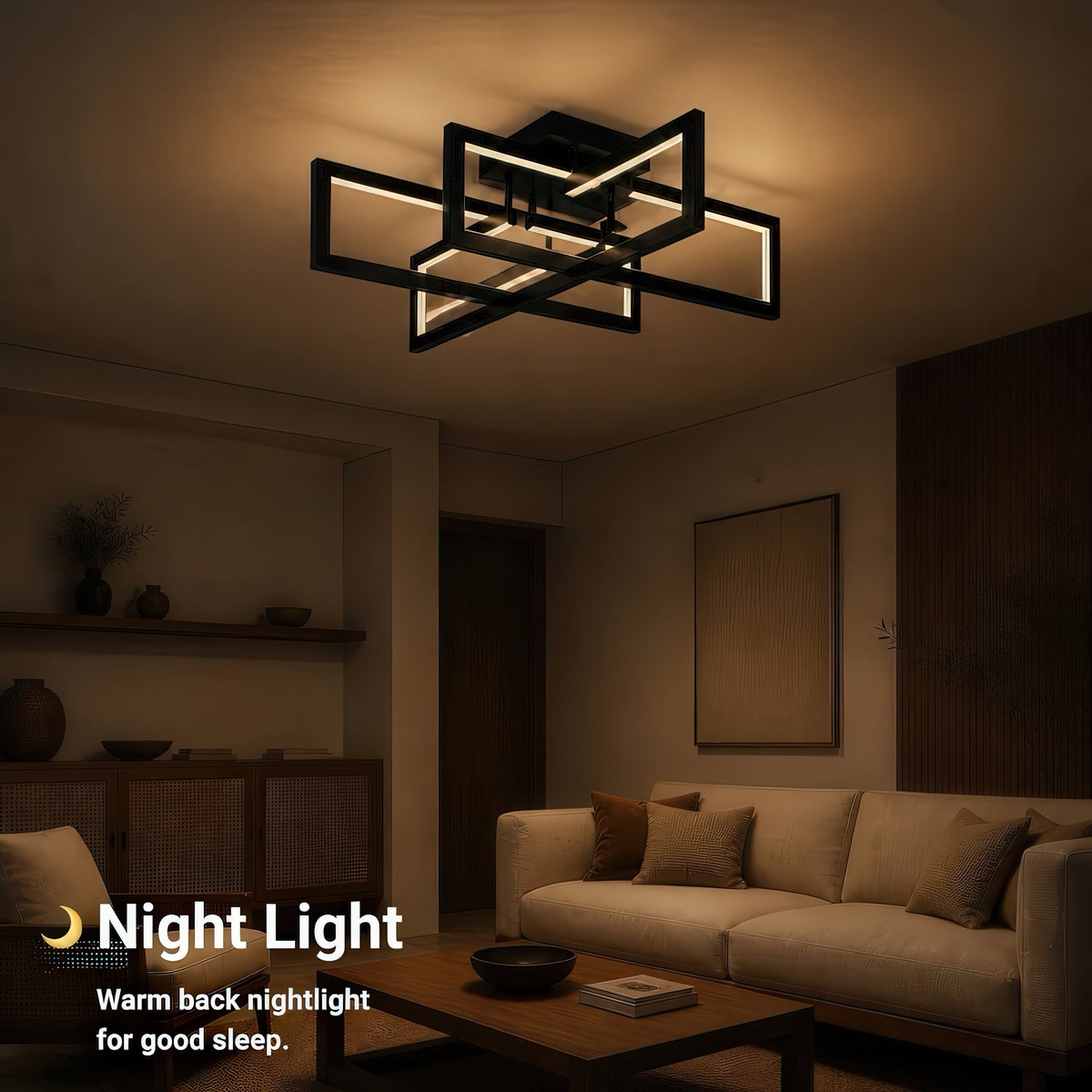 LED luster s diaľkovým ovládačom 96W, 4 svetlá, studené/teplé/neuterálne svetlo, stmívateľný, čierny, imaginea 7