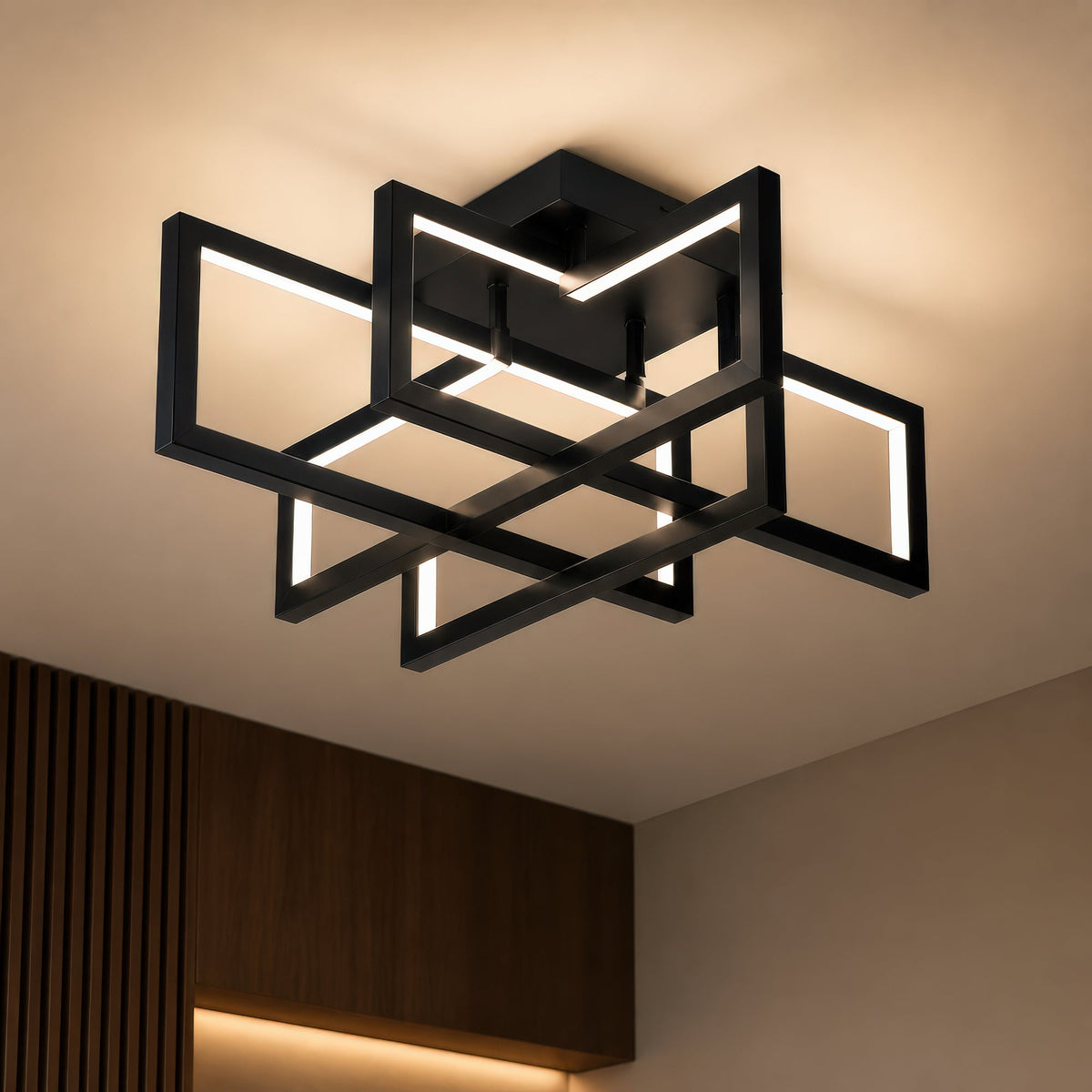 LED luster s diaľkovým ovládačom 96W, 4 svetlá, studené/teplé/neuterálne svetlo, stmívateľný, čierny, imaginea 9