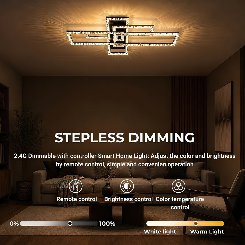 Lustra LED cu telecomanda SUKING, 3 surse, 3000K/4000K/6000K, 120W, Metal și Acrilic, Negru