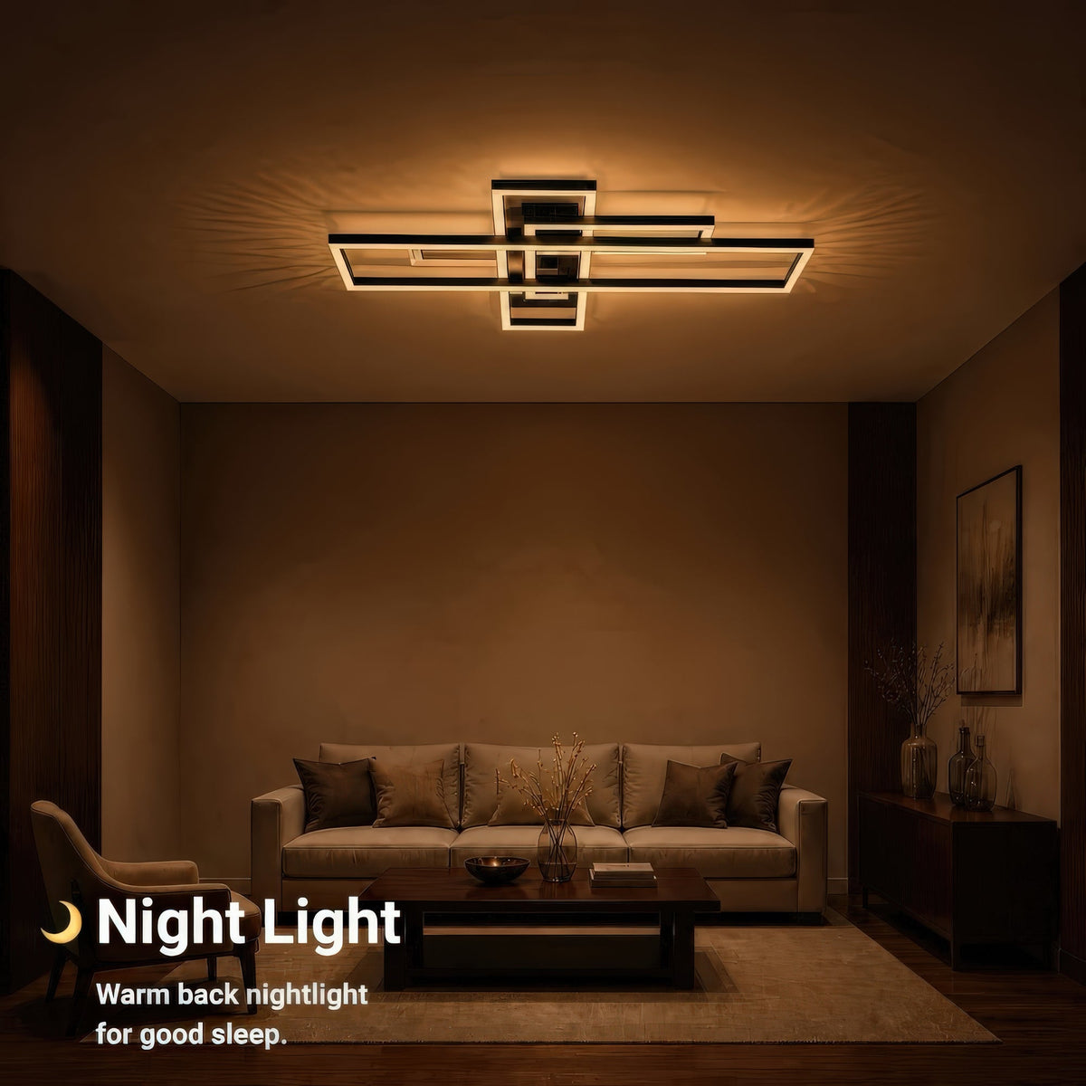 Lustra LED cu telecomanda SUKING, 3 surse, 3000K/4000K/6000K, 120W, Metal și Acrilic, Negru