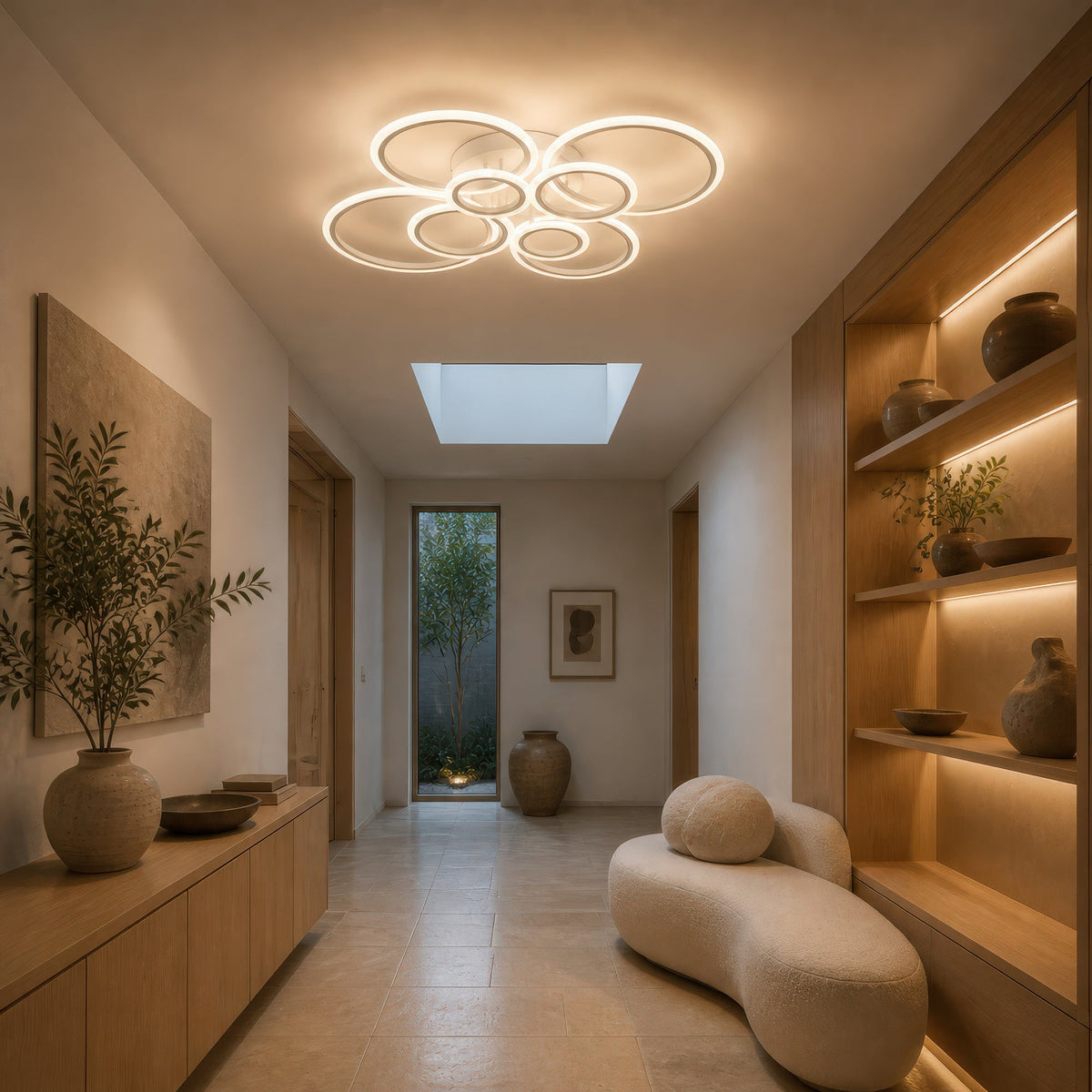 LED Chandelier with Remote Control BETTY 127W, 8 Rings, Cool/Warm/Neutral Light, Dimmable, White, imaginea 9