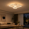LED luster s diaľkovým ovládačom ZOE, 60 W, 3 štvorce, studené/cieple/neuterálne svetlo, stmívateľný, biela farba, kov a akryl