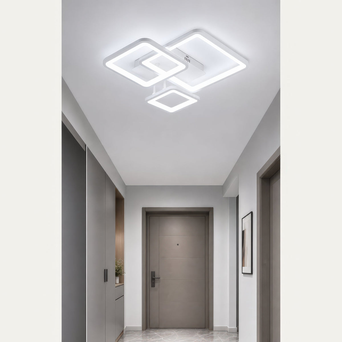LED luster s diaľkovým ovládačom ZOE, 60 W, 3 štvorce, studené/cieple/neuterálne svetlo, stmívateľný, biela farba, kov a akryl, imaginea 14